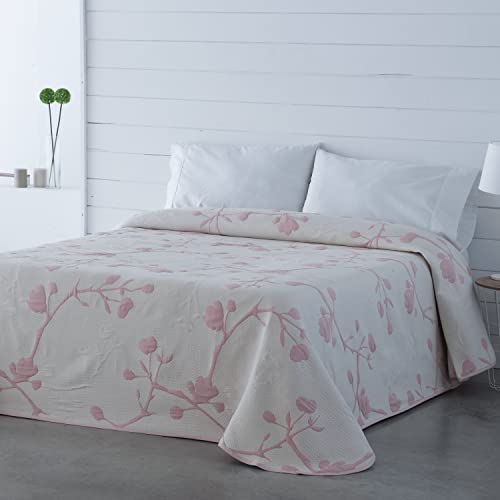 Vialman Couvre-lit boutis léger, Rose, 90 x 190 cm