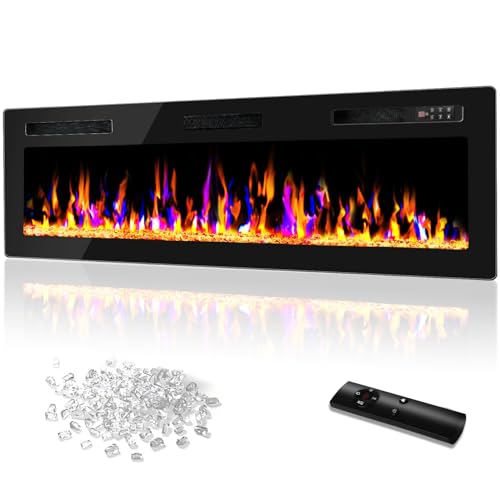 Vitesse 72 inch Ultra-Thin Electric Fireplace in-Wall Recessed and Wall Mounted Fireplace...
