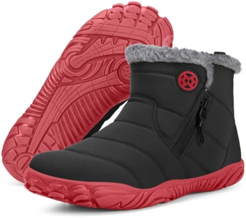 Gaatpot Barfuß Winterschuhe Damen Herren Breiter Zehenbox | Warm Gefüttert, Winterstiefel, Barfußschuhe, Kurzschaft, Zero-Drop-Gummisohle, Outdoor Stiefel Boots