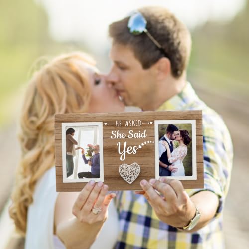 Engagement Gifts for Couples Picture Frame, He Asked She Said Yes Gifts - Image 2
