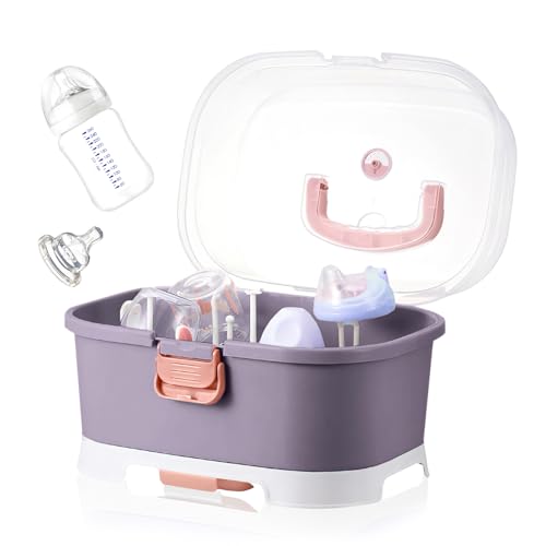 Image of Baby Bottle Holder, Portable Large Capacity Toddler Bottles Storage Box with Lid Cover Anti-Dust Protection and Cutlery Storage Baby Bottle Drying Rack for Baby at Home Kitchen Travel Outdoors(3#)