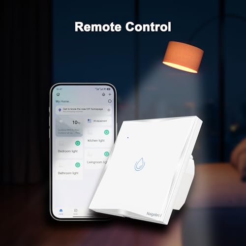 Interruptor inteligente de pared táctil 40A con cable neutro y panel de luz WiFi 6