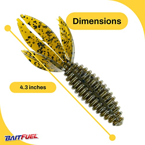 BAITFUEL B Bug Infused with Supercharged X55 Formula Gel: Fish Scent Technology with Powerful Attractants | 4.3-Inch, Green Pumpkin (PN: X48505)