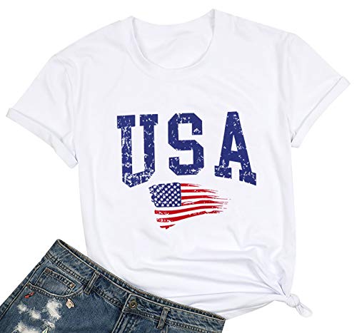 USA Flag Tee Shirt Women 4th of July Gift T Shirt Casual Short Sleeve American Proud T-Shirt Tops3
