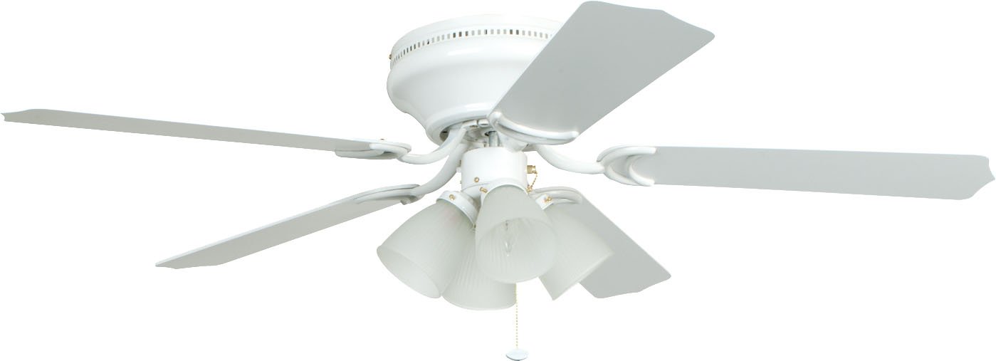 Craftmade BRC52WW5C Brilliante Hugger Fan Flush Mount 52" Ceiling Fan with LED Light Kit and Pull Chain, 5 Blades, White