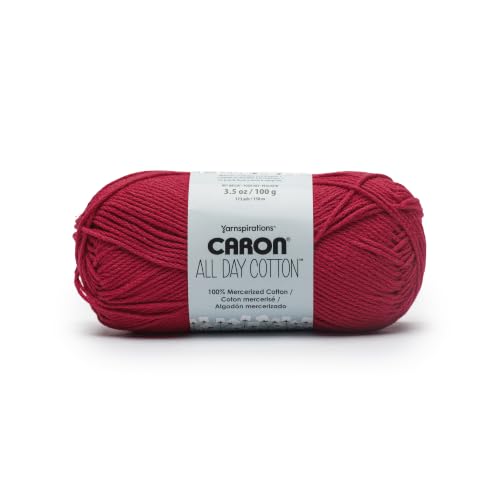 Image of Caron All Day Cotton Yarn for Crocheting, Red Lip, 3-Pack