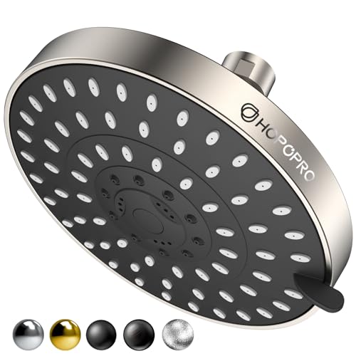 HOPOPRO 5-Mode High Pressure Shower Head - Consumer Reports, The Washington Post, NBC News, TODAY TV Show Recommended - High Flow Fixed Showerheads Bathroom Rain Showerhead (6 Inch Brushed N