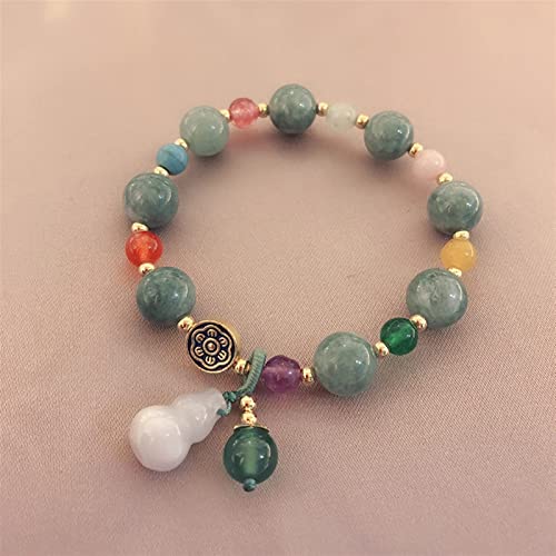 Gourde verte en chalcédoine et bracelet de jade naturel accessoire ethnique pour femme