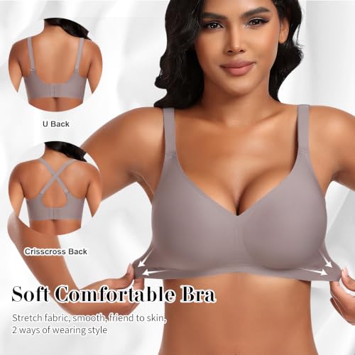 Image of Ganado Seamless Wireless Bras for Women No Underwire Bras Supportive Bralette Padded Comfort T Shirt Bra