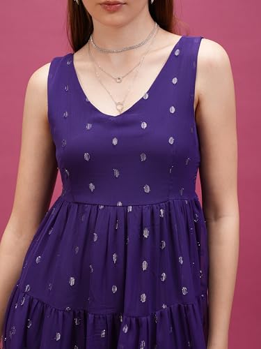 Image of Tokyo Talkies Women's Dresses for Women | Self Design | Tiered | Sleeveless | V-Neck | Shirt Dress