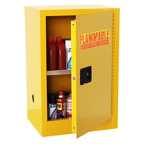 Sandusky Lee Sc12F Safety Cabinet For Flammable Liquids, Single Door And Manual Close, 12 Gallon, 35"Height, 23"Width, 18"Depth, Steel, Yellow #TOP1