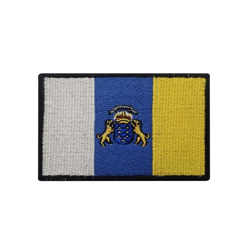 Parche bordado de la bandera de las Islas Canarias, parches bordados para coser en emblemas, insignias de hombro, brazalete para bolso, ropa, mochila, sombreros, chaquetas (Islas Canarias)