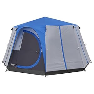 Coleman Tente Octagon Festival 6 à 8 Places, Grande Dôme Avec Pleine Hauteur de Tête, 100% Imperméable, Camping Familiale Avec Tapis de Sol Cousu