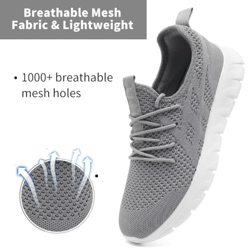 Image of Men's Non-Slip Lightweight Running Shoes Comfortable Walking Shoe Mens Fashion Workout Gym Sneakers for Casual Light Gray US 8