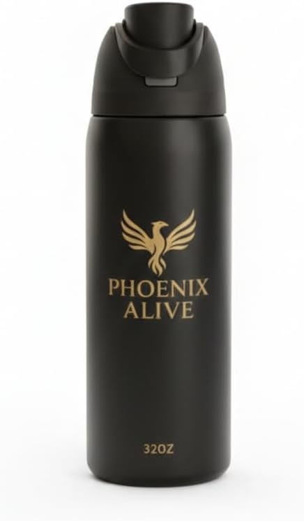Stainless Steel Water Bottle - 32oz Insulated Metal Flask with 3D Printed Logo, Leakproof Double Wall Vacuum - Keep Cold 24h & Hot 12h - Gym, Hiking, Tactical Sports (Black Matte)