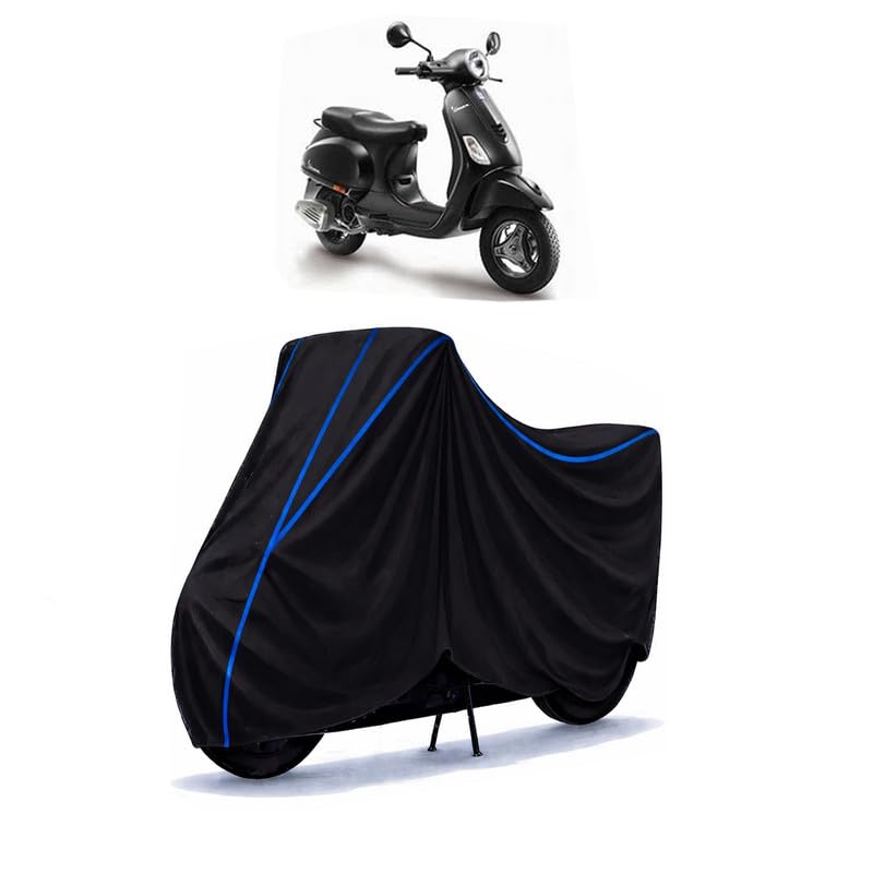 Image of Scooty Cover Water Resistant for Notte | Universal Scooter & Bike Cover | Heavy Duty UV Protection | Dust, Rain & Scratch Protection | Elastic Fit All Weather Indoor Outdoor | Black with Blue Piping