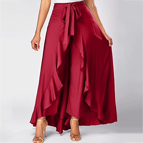 Women's High Waisted A-Line Midi Skirts Elegant Lace Up Long Skirt Casual Loose Irregular Hem Pleated Flowy Maxi Skirts2