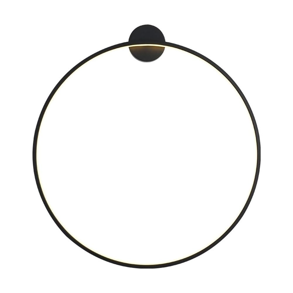 FEITENGDA Modern Circle Aluminum Ring Wall Sconce Nordic Gold or Black Metal Round Wall Lamp Interior Minimalist Decor Wall Light Fixture for Bedroom Restaurant Living Room(Black,30cm/11.381in)