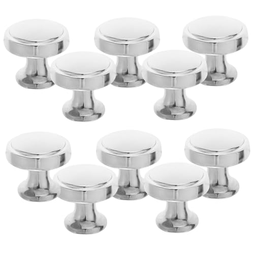 WOONEKY 10 Piezas Tiradores Redondos Agujero para Cajones y Armarios Tiradores de Aluminio Plateado para Cocina Dormitorio y Muebles Accesorios de Hardware Resistente Fácil Instalación
