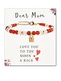 SENLLY Pulsera Personalizada con Inicial, Regalo Simbólico para Mujer de Piedra Natural & Colgante de Candado con Letra A-Z a elegir, ajustable para mamá