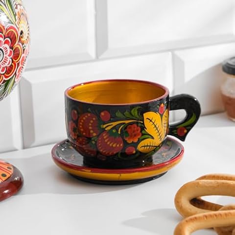 Khokhloma Hand-Painted Tea Cup Set by AEVVV Cover