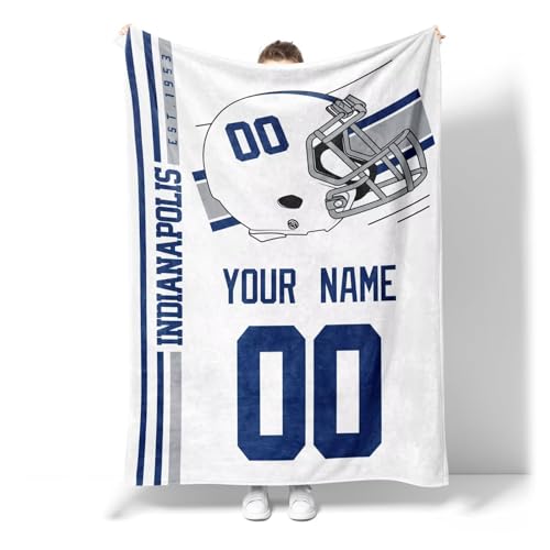 Image of Indianapolis Throw Blanket Custom Name and Number Personalized Gifts for Men and Women