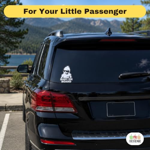 Image of TOTOMO Baby on Board Sticker for Car - Window Decal, Bumper Sign for New Parents, Durable Waterproof Safety Warning Sign for SUV Truck Minivan - Carlos, 1 Pack