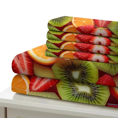 Funda nórdica de microfibra suave 3D con fruta arancione King 7