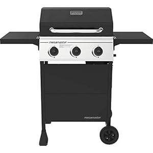 Megamaster 3-Burner Propane Gas Grill with Folding Side Tables, 30,000BTUs, 429.81 sq. in. Cooking Space, Stainless Steel Control Panel, Outdoor Kitchen Grill for BBQs, Patios, and More – 720-0988EA
