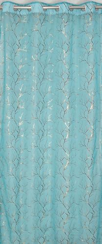Image of Homefab India Multi Foil Transparent Sheer Curtain - 5 X 4 Feet, Window Curtains, Aqua Blue, Pack of 2 Pieces