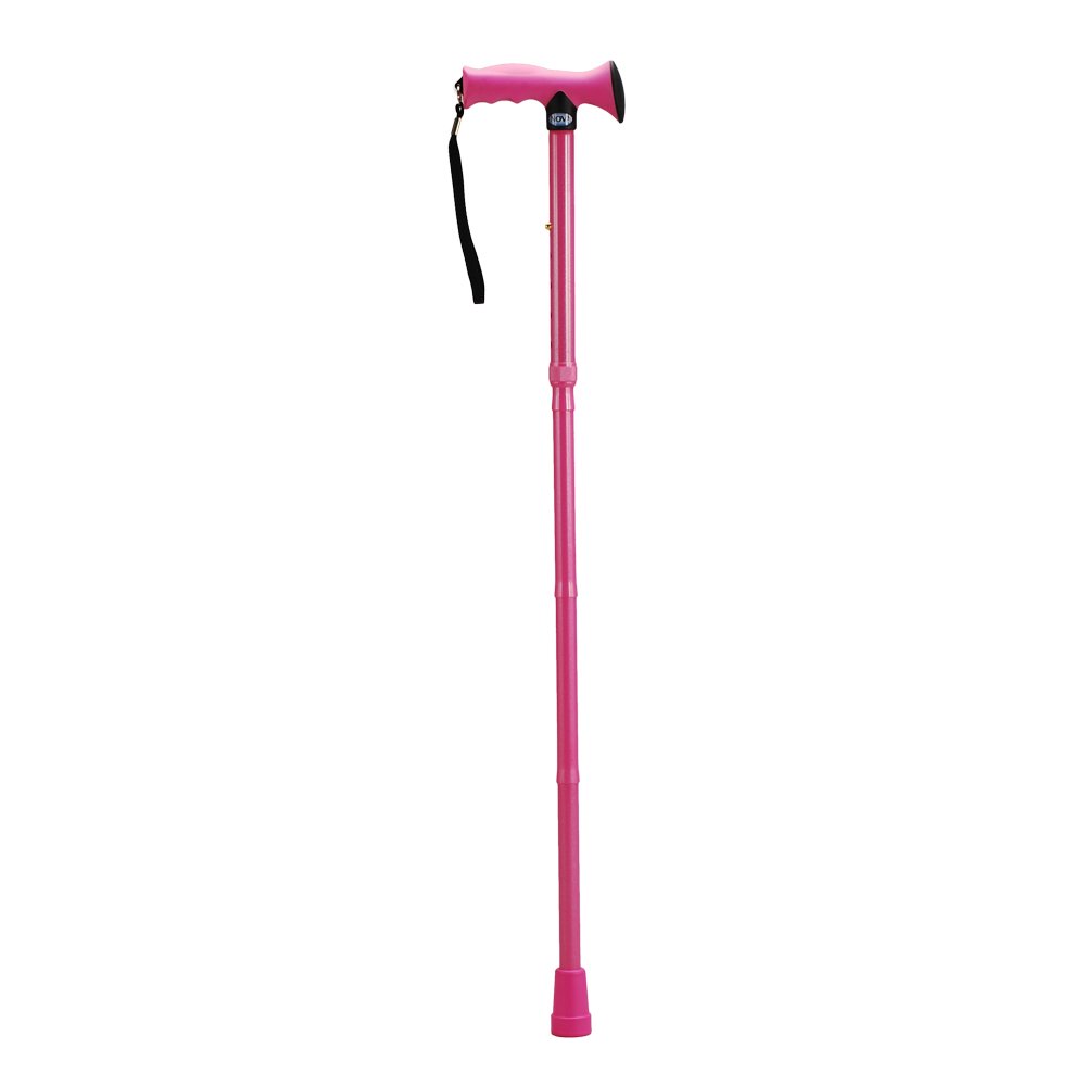 Folding Cane with Soft Rubber Handle in Pink (Latex Free)