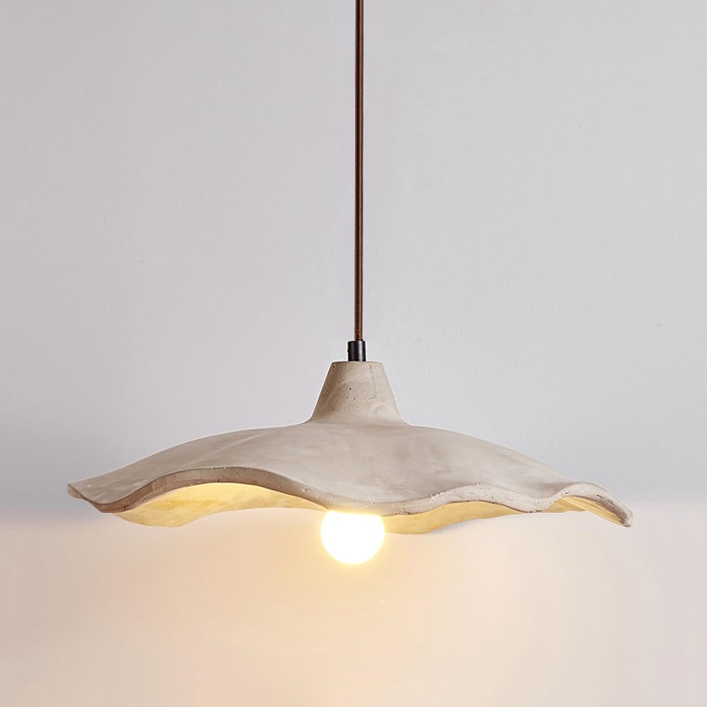 LMYSXAOZ Large Concrete Pendant Light Grey Island Over Kitchen Sink Vintage Mid Century Modern Lotus Flower Hanging Lamp Industrial Farmhouse Chandelier Home