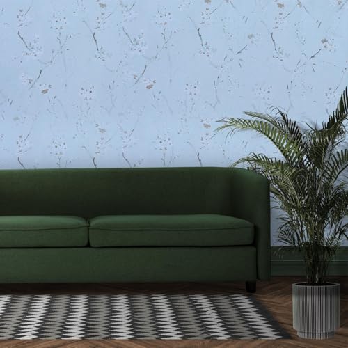 Image of Self Adhesive Decorative Peel Stick Waterproof Blue Cherry Wallpaper Wall Decor Removable Wall Paper for Living Room Hall Decoration PVC Vinyl DIY Wall Stickers 45x304cm