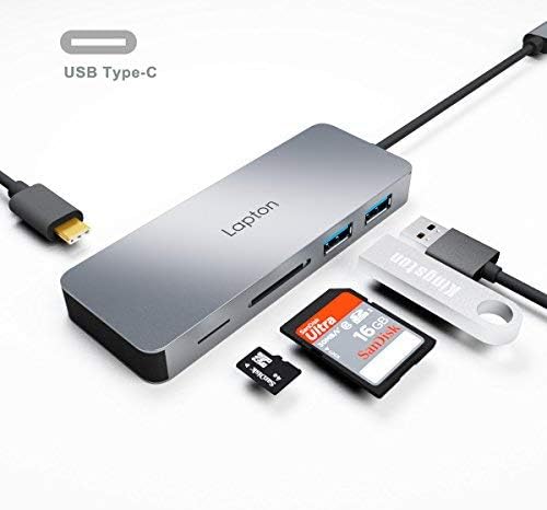 USB C Micro SD Memory Card Reader - Lapton Type C Card Reader with USB3.0 and USB C Hub Adapter Docking Station for Macbook Pro Air Chromebook Thinkpad X1 Carbon Samsung S8 S9 Galaxy Note8 XPS - Grey