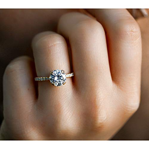 Kobelli Moissanite and Lab Grown Diamond Engagement Ring 2 1/10 CTW 14k Yellow Gold (GH/VS, DEF/VS)4