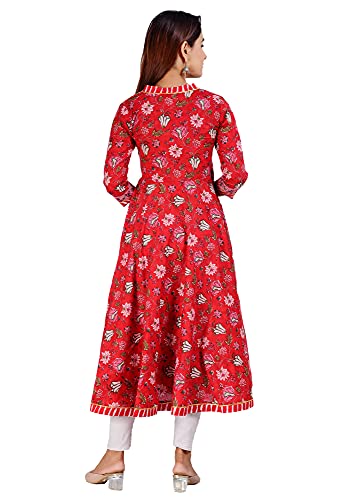 Image of Amazon Brand - Anarva Jaipuri Cotton Printed Angrakha /Angarkha /Front-Open Kurti for Women