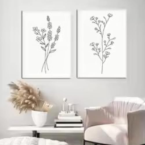 Bouquet de fleurs minimaliste sur toile pour créer un intérieur cosy