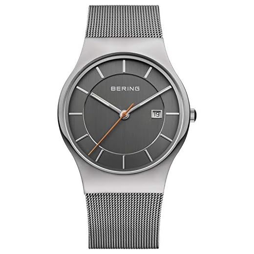 BERING Hombre Análoga Cuarzo Reloj de pulsera de colección con Acero inoxidable Pulsera und Cristal de zafiro, Gris/Gris