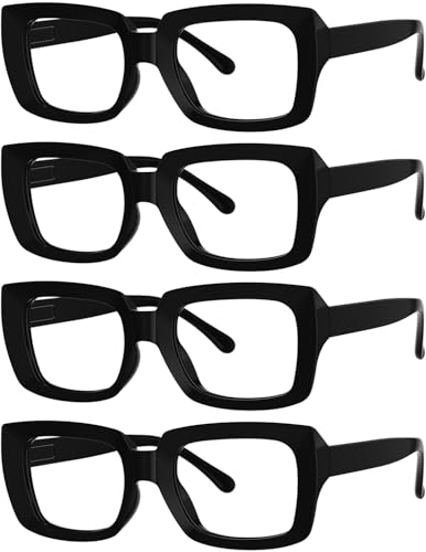 Eyekepper 4 Pack Stylish Reading Glasses Women - Oversized Square Readers Black +0.75