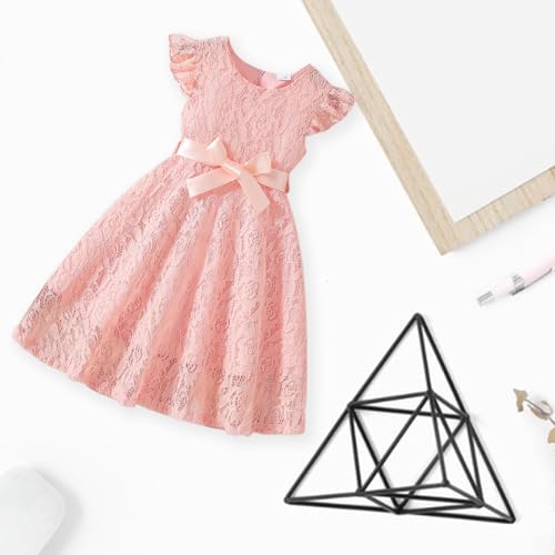 Kids Girls Dresses Lace Fly Sleeve Ruffle Tulle Dresses Cute Toddler Summer Party Princess Sundress4