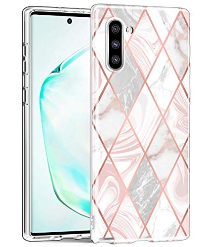 SKYLMW Case for Galaxy Note 10, Shockproof Protection Thin Slim Soft TPU Bumper Protective Cover Cases with Stand & Lanyard Neck Strap for Galaxy Note 10 2019,Marble Clear