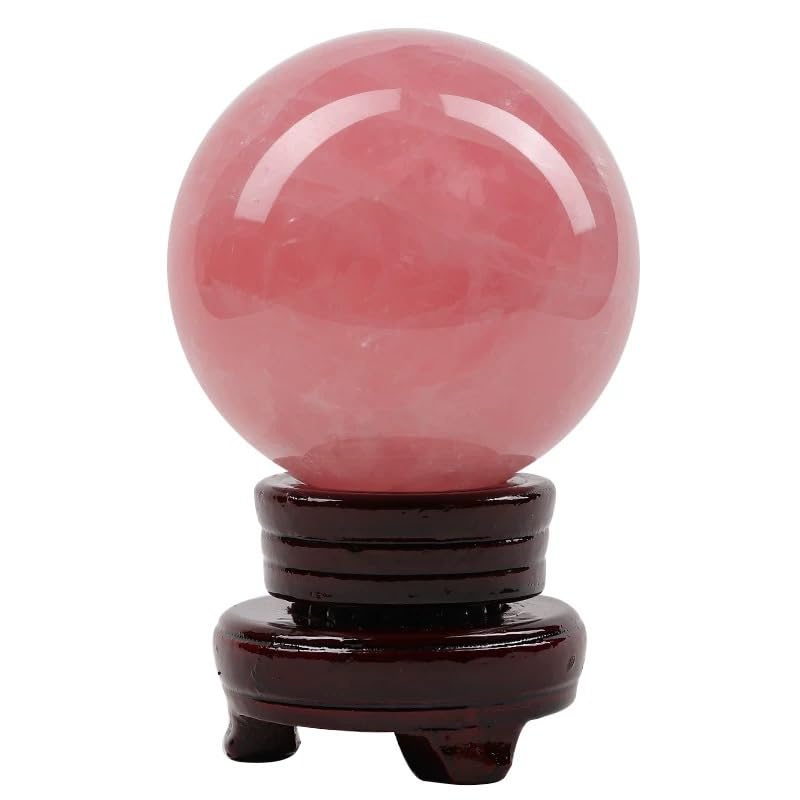 Esfera de cristal rosa natural y bola de decoración Feng Shui NIBHZ