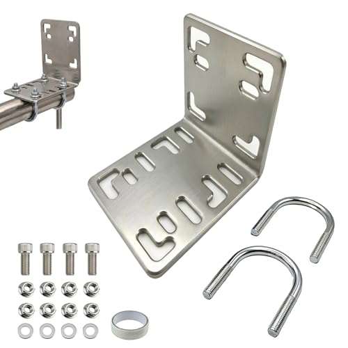 Balkonfächerhalter Adapter für Balkongeländer Ohne Bohren Halterung aus Edelstahl für Rundes Geländer Befestigung für Balkonfächer und Seitenmarkisen bis 160 x 160 cm (Für Rundrohr)