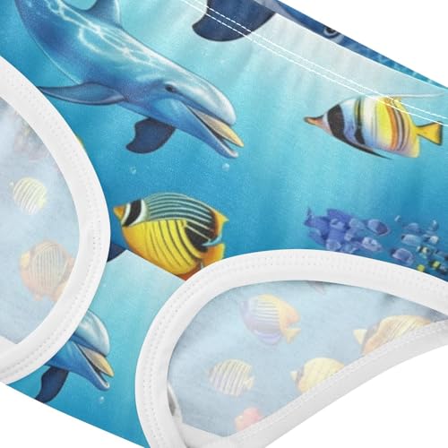 Cute Dolphins Fish Blue Toddler Underwear Custom 2t Cotton Panties Little Girl Fun Underpants Briefs4