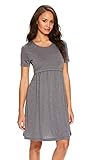 Lamaze Womens Maternity Labor and Delivery Gown Nursing Nightgowns for Breastfeeding (Charcoal Heather, Small)