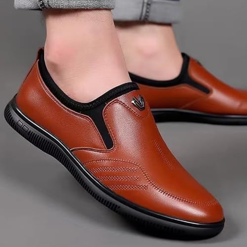 ADMLZQQ Men's Dress Shoes Leather Formal Shoes Oxfords Business Shoe Slip on Non-Slip Shoe4