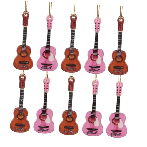 CORHAD 10 Piezas Colgantes de Guitarra Miniatura Decoración Navideña Acrílica DIY para Árbol de Navidad Adornos Planos para Música Mini Instrumentos Eléctricos