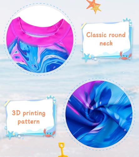 Image of UNIFACO Toddler Girls Swimsuit Rashguard Set Summer Beach Breathable Tankini with UPF 50+ Sun Protection 2-8T