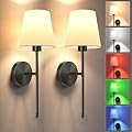 JOFIOS Battery Operated Wall Sconce Set of 2?Silver Wireless Wall Sconce with 5200mAh Dimmable Detachable Bulbs and Remote, 10 Colors Rechargeable Sconces Decor for Bedroom Living Room Hallway