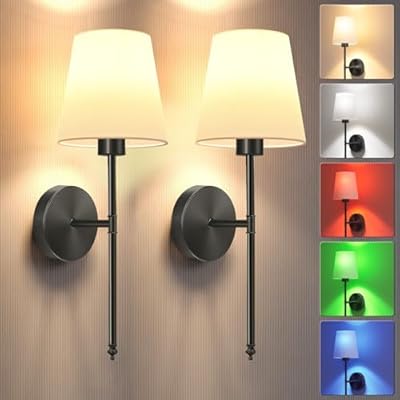 JOFIOS Battery Operated Wall Sconce Set of 2?Silver Wireless Wall Sconce with 5200mAh Dimmable Detachable Bulbs and Remote, 10 Colors Rechargeable Sconces Decor for Bedroom Living Room Hallway